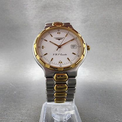 Longines Conquest VHP Watch Men 35mm White Dial Two Tone Date Round New Battery5