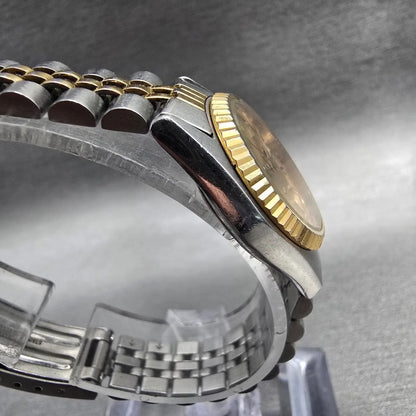 Seiko SQ Watch Women 24mm Gold Dial Two Tone Daydate Round 3E23-0A69 New Batt 893