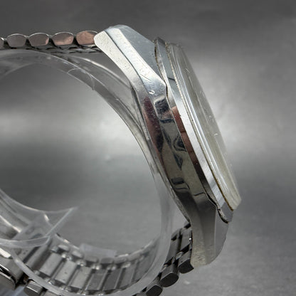 Citizen Alarm Date Watch Men 37mm White Dial Silver Tone Manual Wind 21 J PARTS4