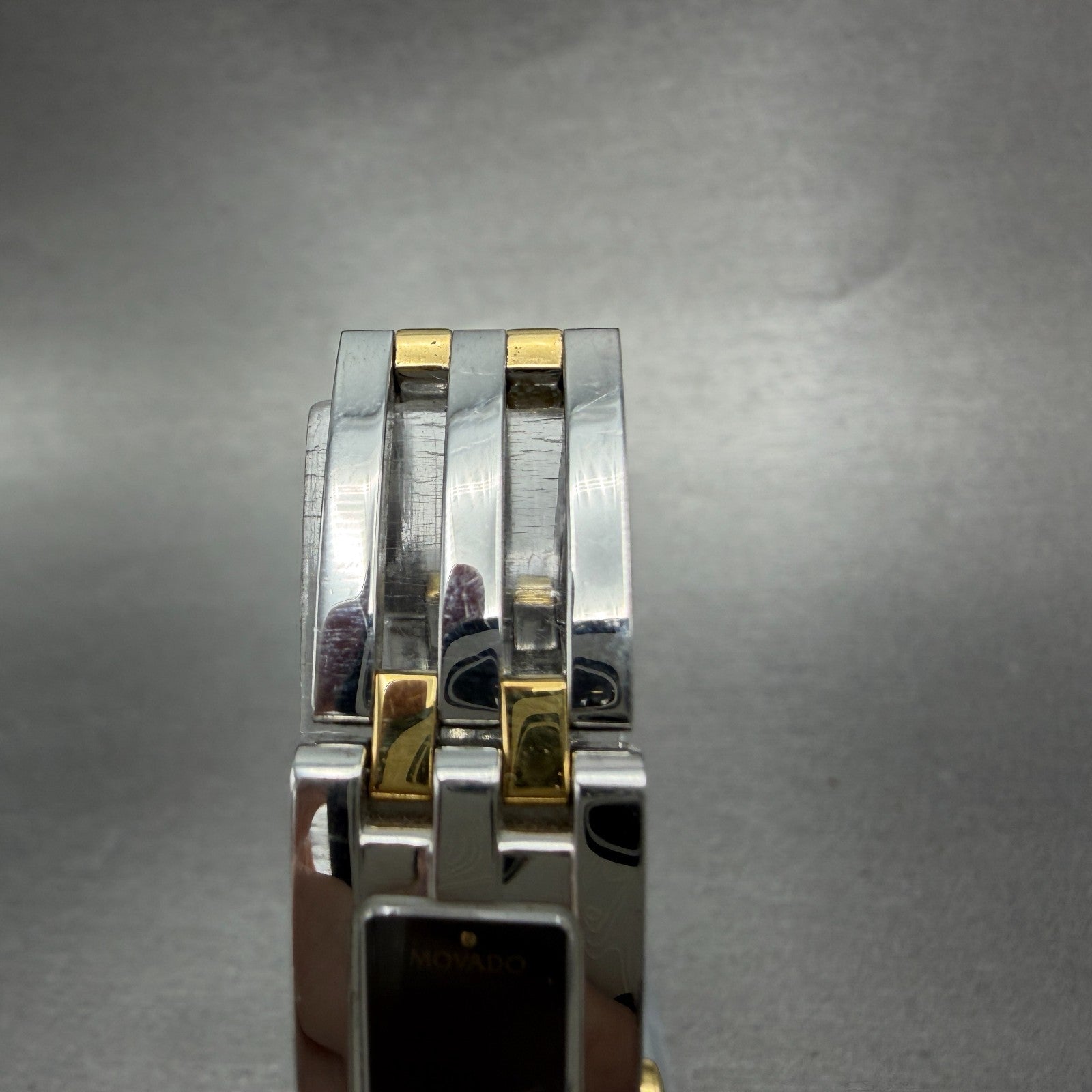 Movado Esperanza Tank Watch Women 14mm Black Dial Two Tone Rectangle New Batt KI4