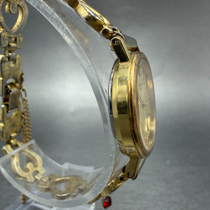 Seiko Watch Women 23mm Champagne Dial Gold Tone Round 7321-0100 New Batt Heart4