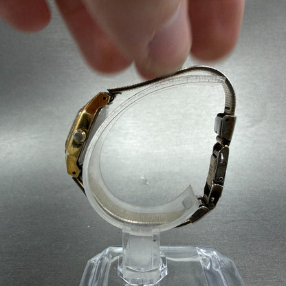 Seiko Tank Watch Women 17mm Brown Dial Gold Tone Rectangle 5420-5019 New Batt ZX6