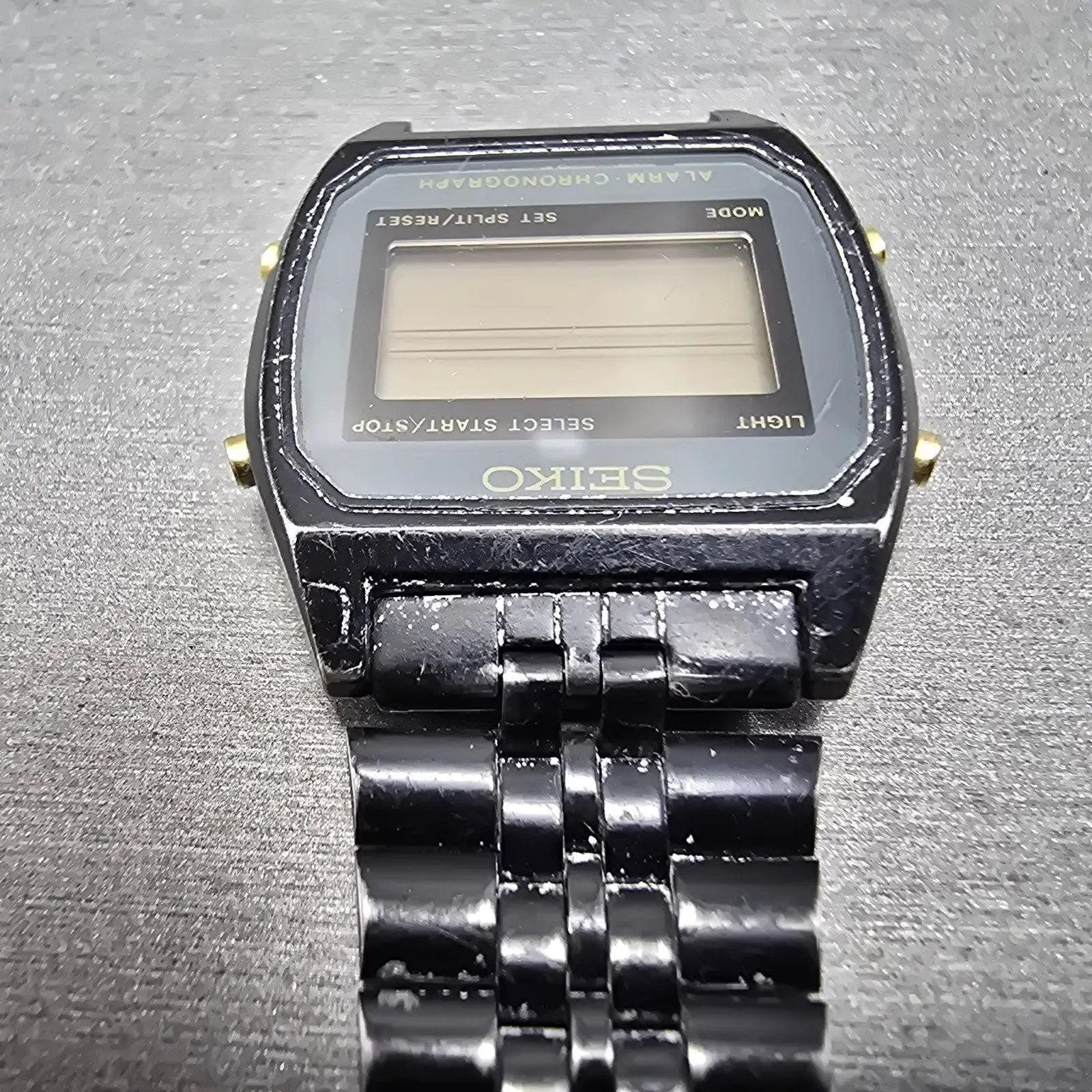 Seiko Digital Watch Men 33mm LCD Black Tone Alarm Chronograph A904-5019 PARTS5
