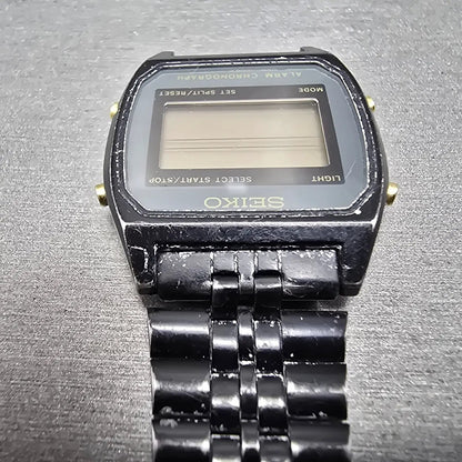 Seiko Digital Watch Men 33mm LCD Black Tone Alarm Chronograph A904-5019 PARTS5