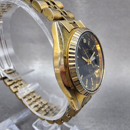 Citizen CQ Watch Women 26mm Black Dial Gold Tone Daydate 6000075684  NewBattery3