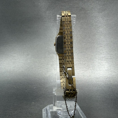 Seiko Tank Watch Women 16mm Champagne Dial Gold Tone 2C20-5200 New Battery7