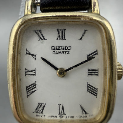 Seiko Watch Women 17mm White Dial Gold Tone Rectangle 2Y00-5A00 New Battery1