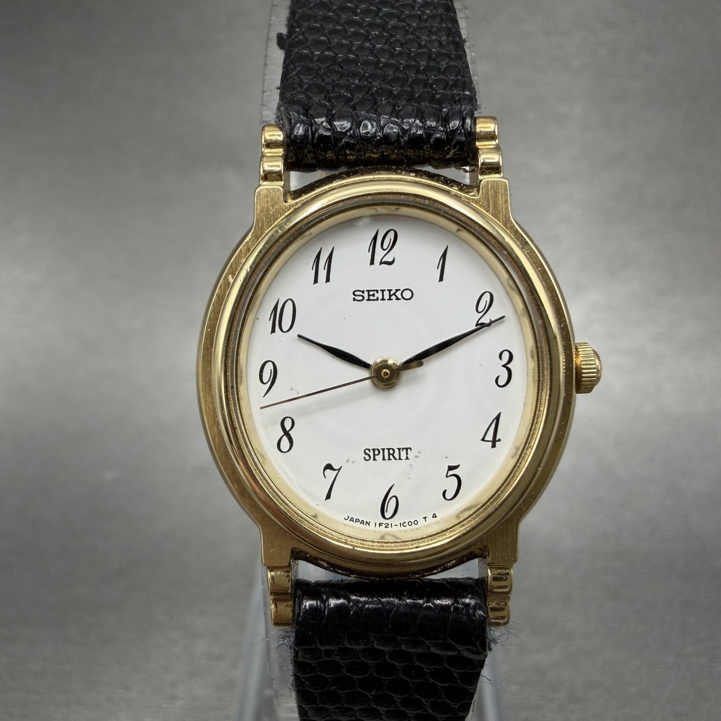 Seiko Spirit Watch Women 22mm White Dial Gold Tone 1f21-5b50 New Battery0