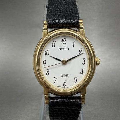 Seiko Spirit Watch Women 22mm White Dial Gold Tone 1f21-5b50 New Battery0