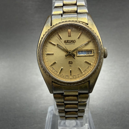 Seiko SQ Watch Women 25mm Champagne Dial Gold Tone Daydate 8523-0059 New Battery0