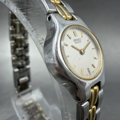 Seiko Watch Women 17mm Silver Dial Two Tone Oval 1F20-5B29 New Battery3
