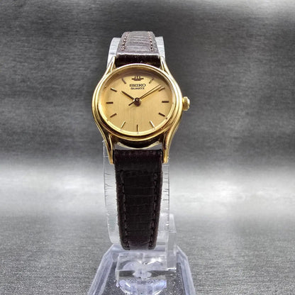 Seiko Watch Women 20mm Gold Dial Gold Round 2Y01-0A10 New Battery Vintage JP325
