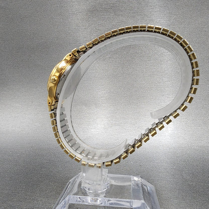 Seiko Watch Women 24mm Gold Dial Gold Tone Daydate Round 7N830141 New Battery6