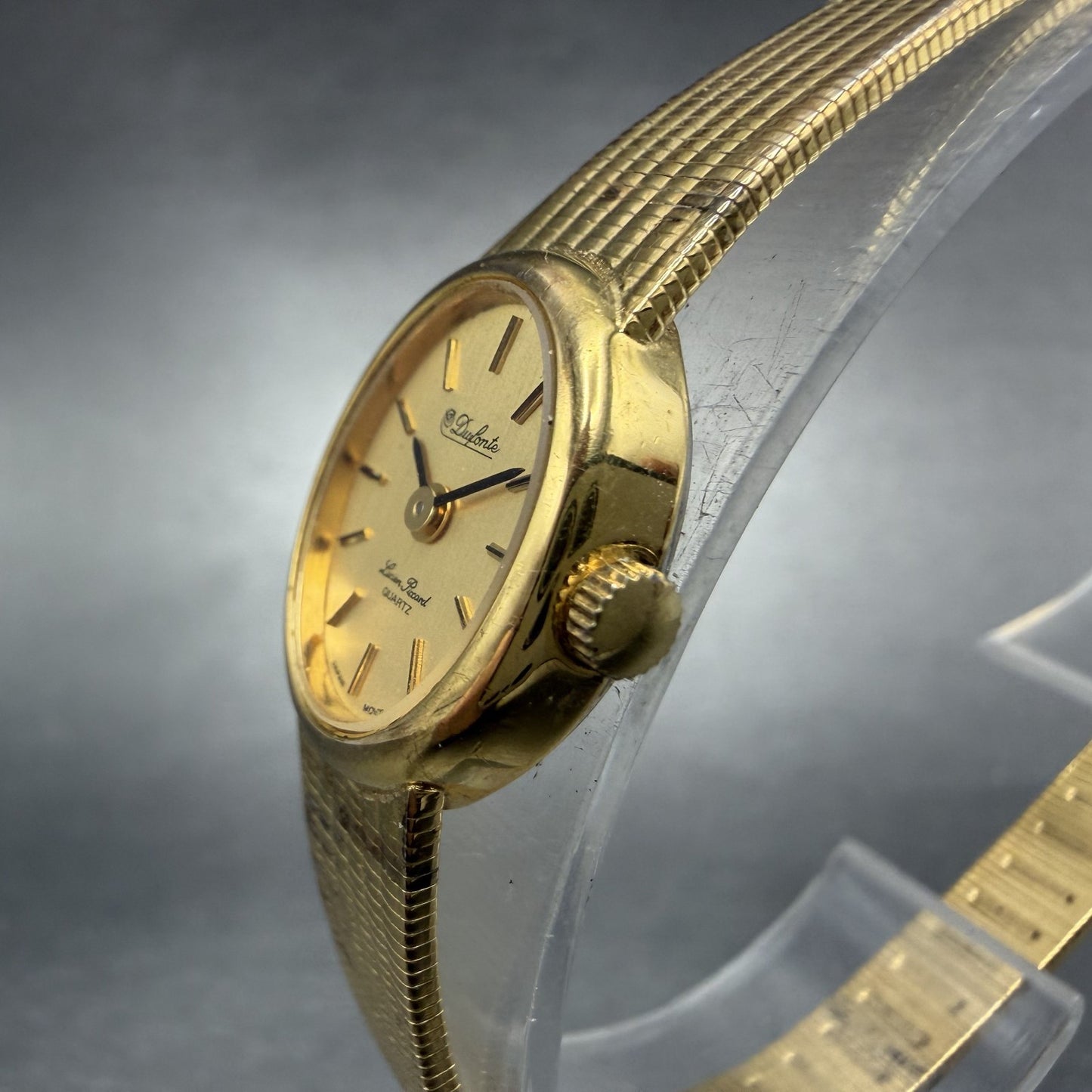 Lucien Piccard Dufonte Watch Women 16mm Champagne Dial Gold Tone Oval New BattA12