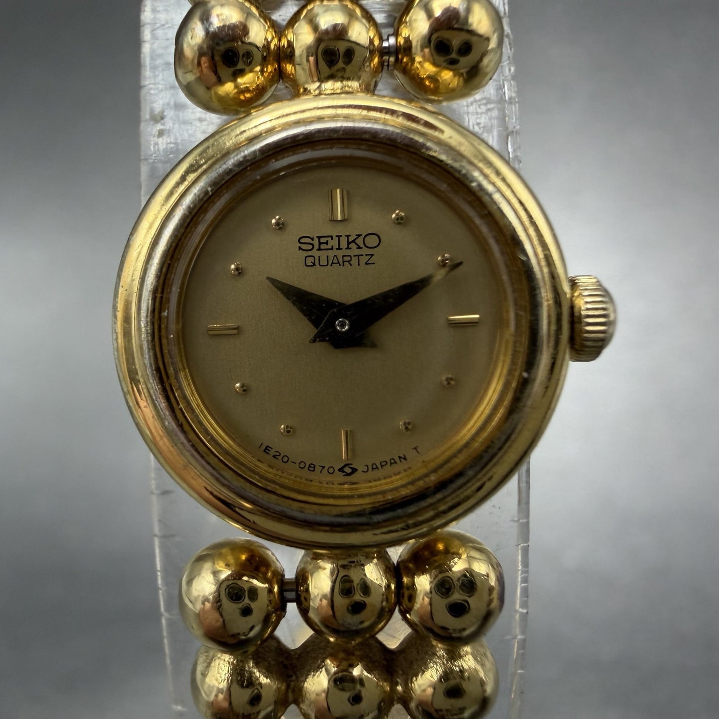 Seiko Watch Women 16mm Champagne Dial Gold Tone Round 1E20-0329 New Battery1