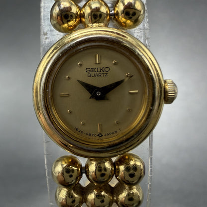 Seiko Watch Women 16mm Champagne Dial Gold Tone Round 1E20-0329 New Battery1