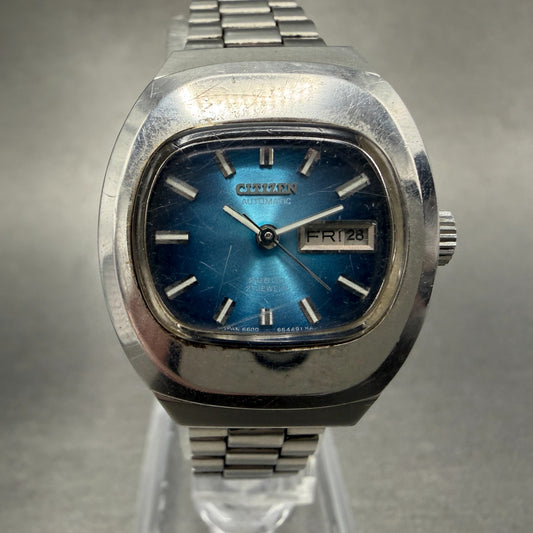 Citizen Automatic Watch Women 26mm Blue Dial Silver Tone Daydate 4-661711 Runs0