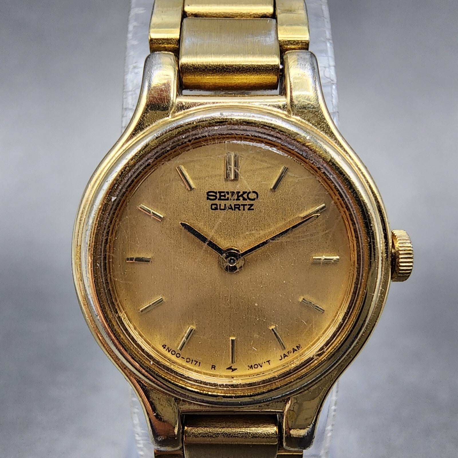 Seiko Watch Women 19mm Gold Dial Gold Tone Round 4N000069 New Battery1