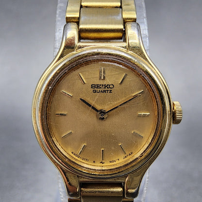 Seiko Watch Women 19mm Gold Dial Gold Tone Round 4N000069 New Battery1