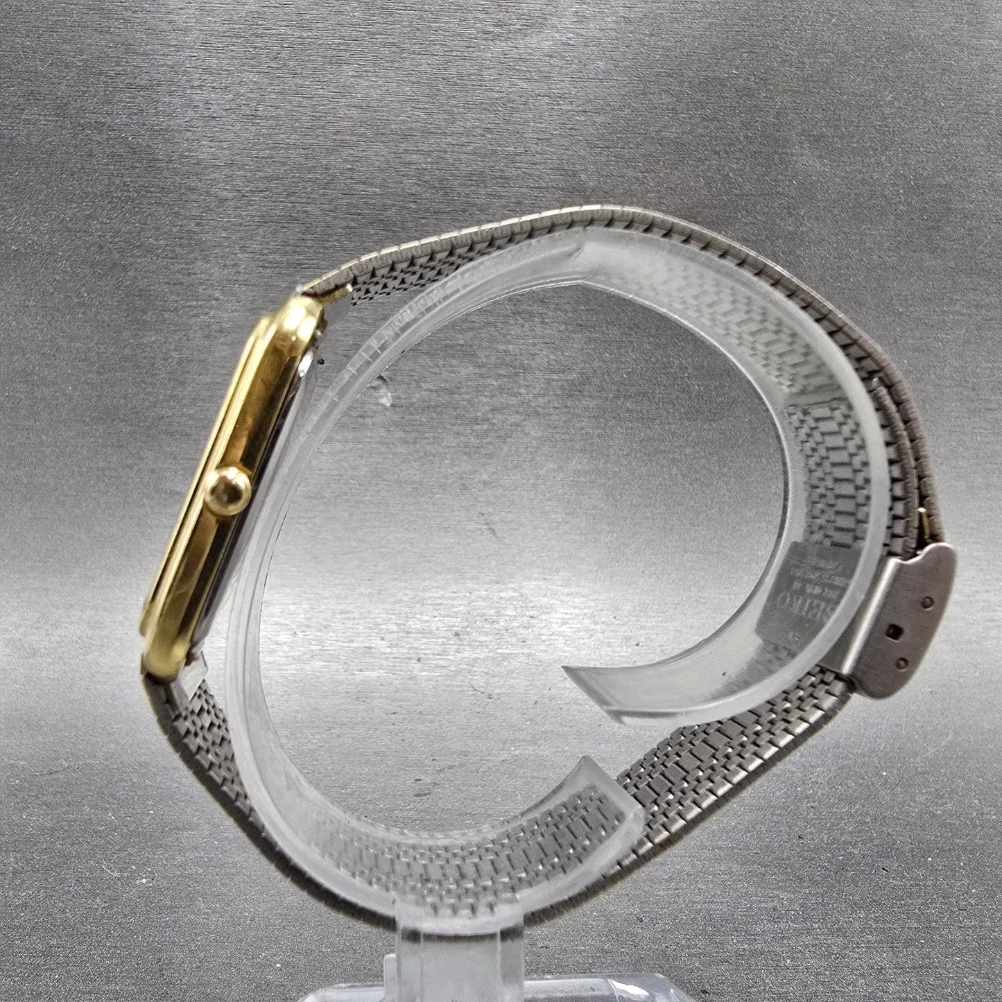 Seiko Tank Watch Men 25mm Champagne Dial Gold Tone Rectangle 6530-5479 PARTS VTG7