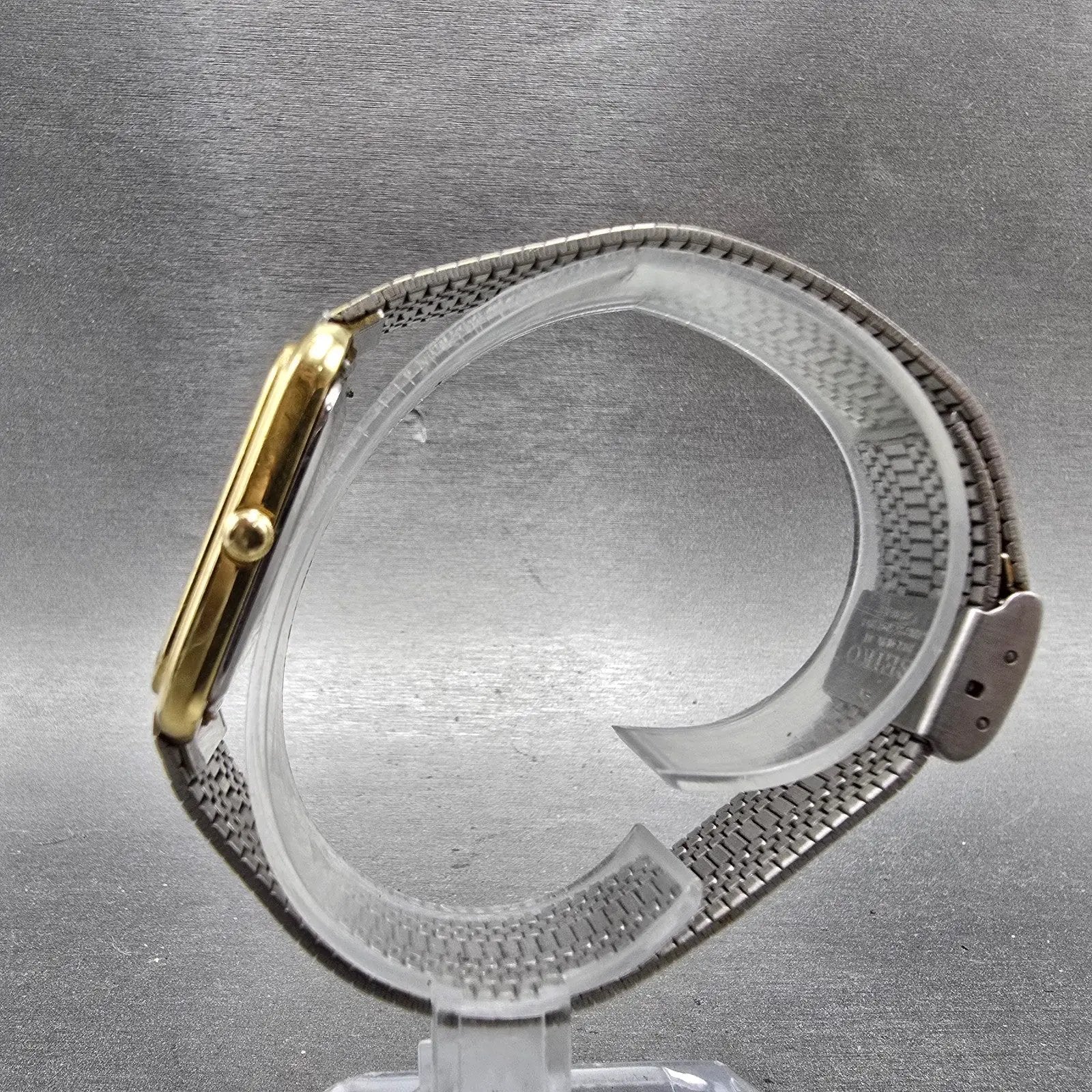 Seiko Tank Watch Men 25mm Champagne Dial Gold Tone Rectangle 6530-5479 PARTS VTG7