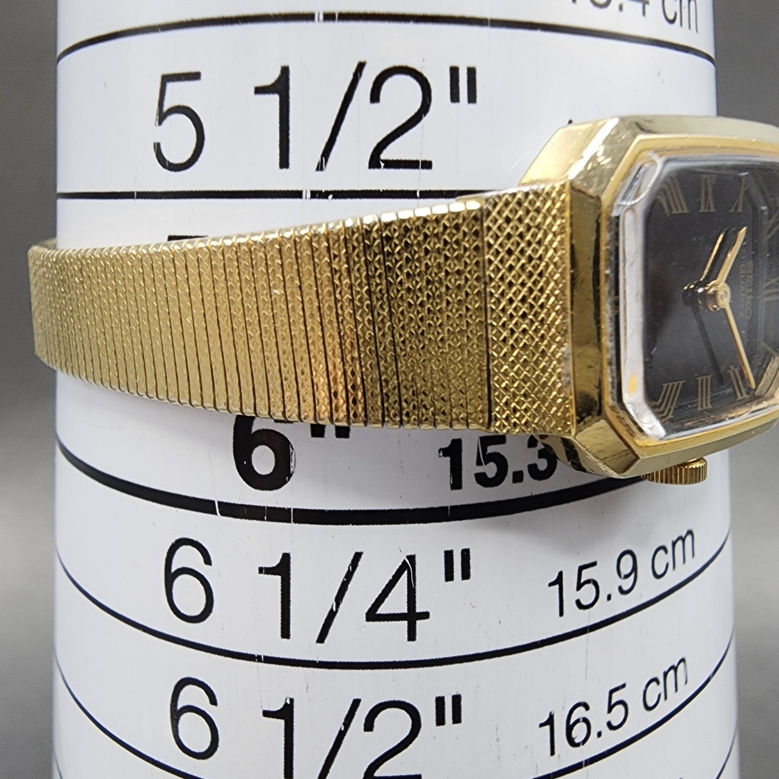 Seiko Watch Women 17mm Black Dial Gold Tone Octagon 2B205019 New Batt N9123 VTG10