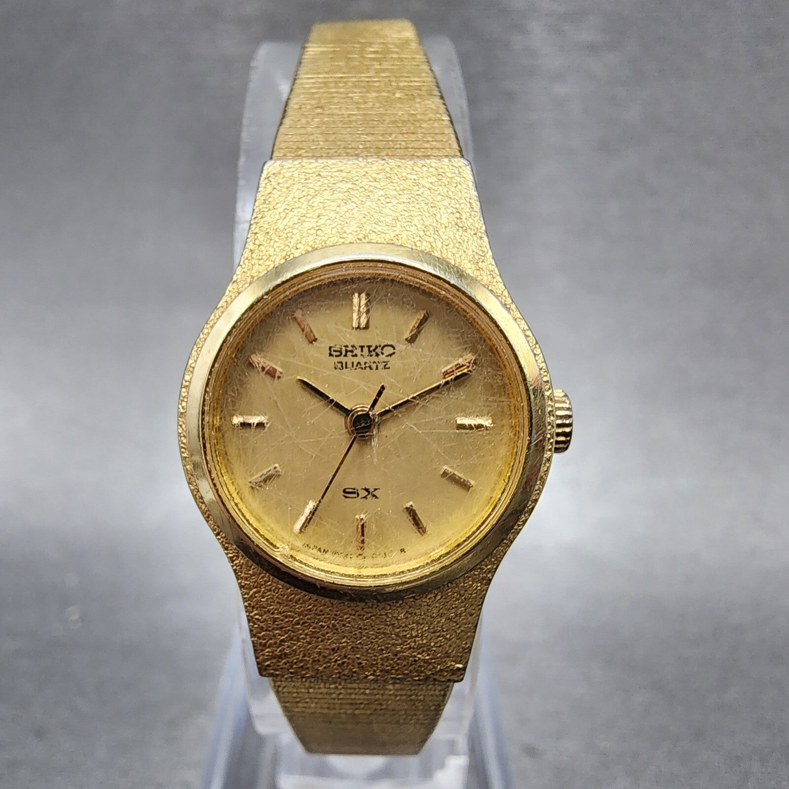 Seiko SX Watch Women 20mm Gold Dial Gold Tone Round 8Y210020 New Battery0