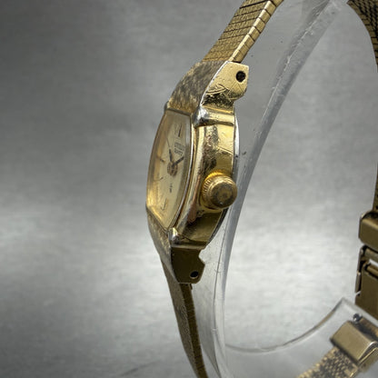 Citizen CQ Watch Women 17mm Champagne Dial Gold Tone Round New Battery VTG2