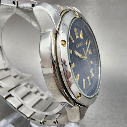 Seiko Perpetual Calendar Watch Men 39mm Blue Dial two Tone Date 6a3200b0 NewBat3