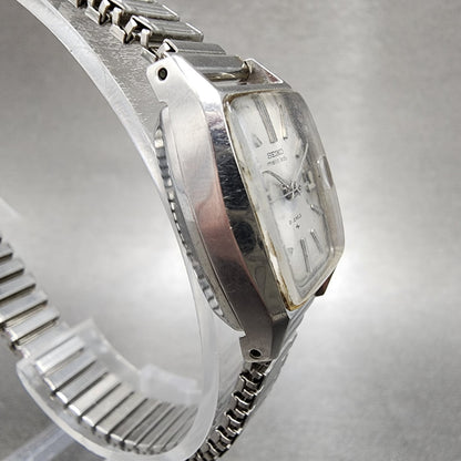 Vintage Seiko Matic lady Watch Women 20mm White Dial Silver Tone Date 2517 Runs3