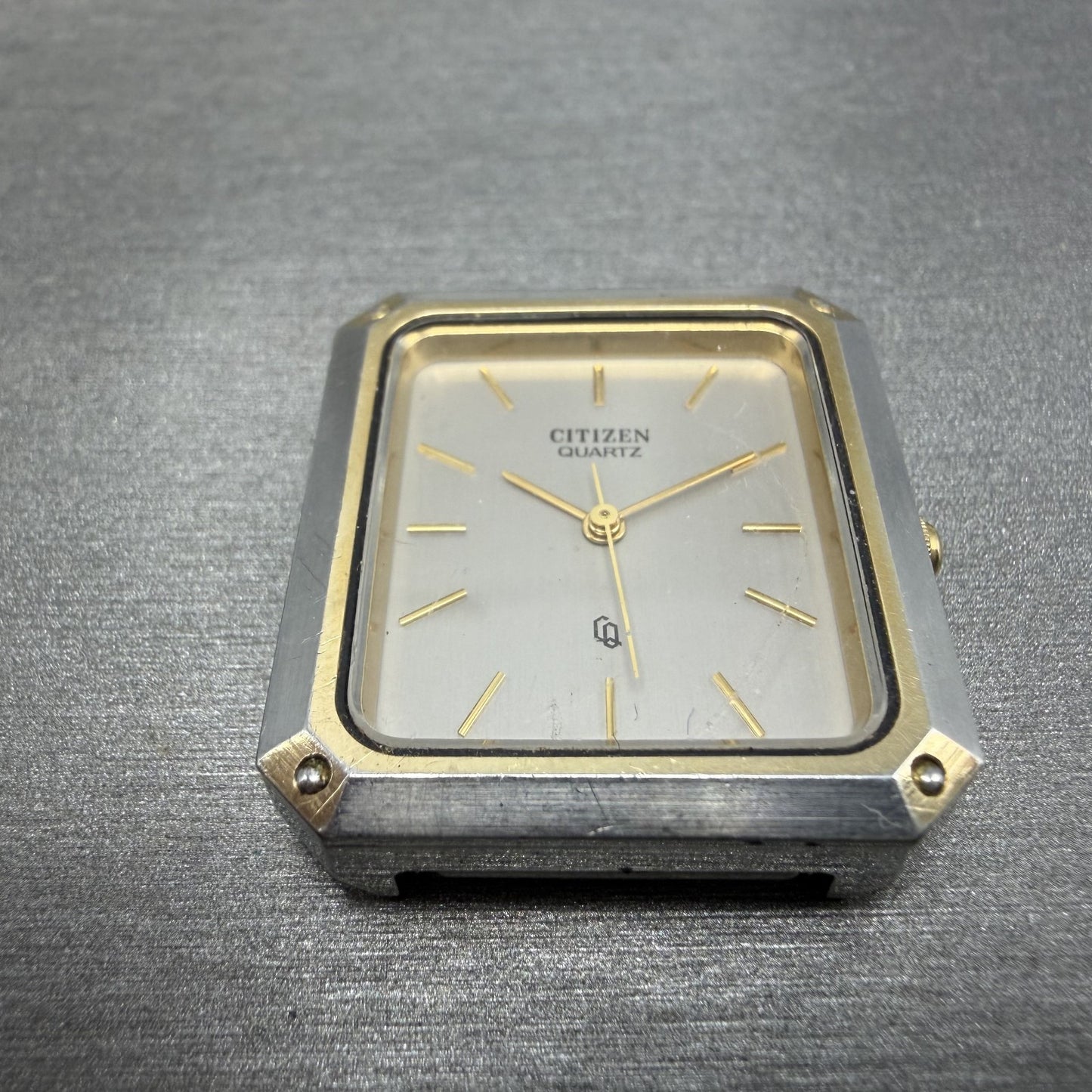 Citizen CQ Tank Watch Men 26mm Silver Dial Two Tone Rectangle 1100-108388 PARTS3