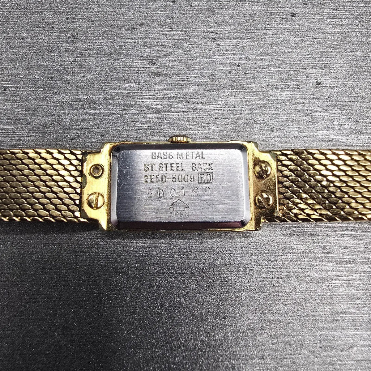 Seiko Lassale Watch Women 12mm Gold Dial Gold Tone Rectangle 2E50-5009 New Batt10