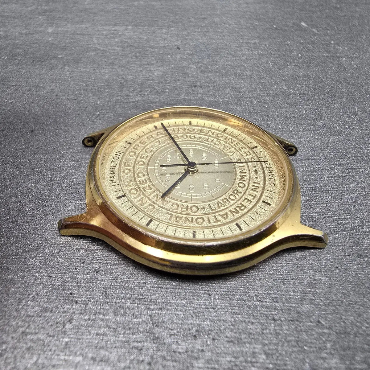 Hamilton Watch Men 34mm Champagne Dial Gold Round 9812U Operating Engineer PARTS4
