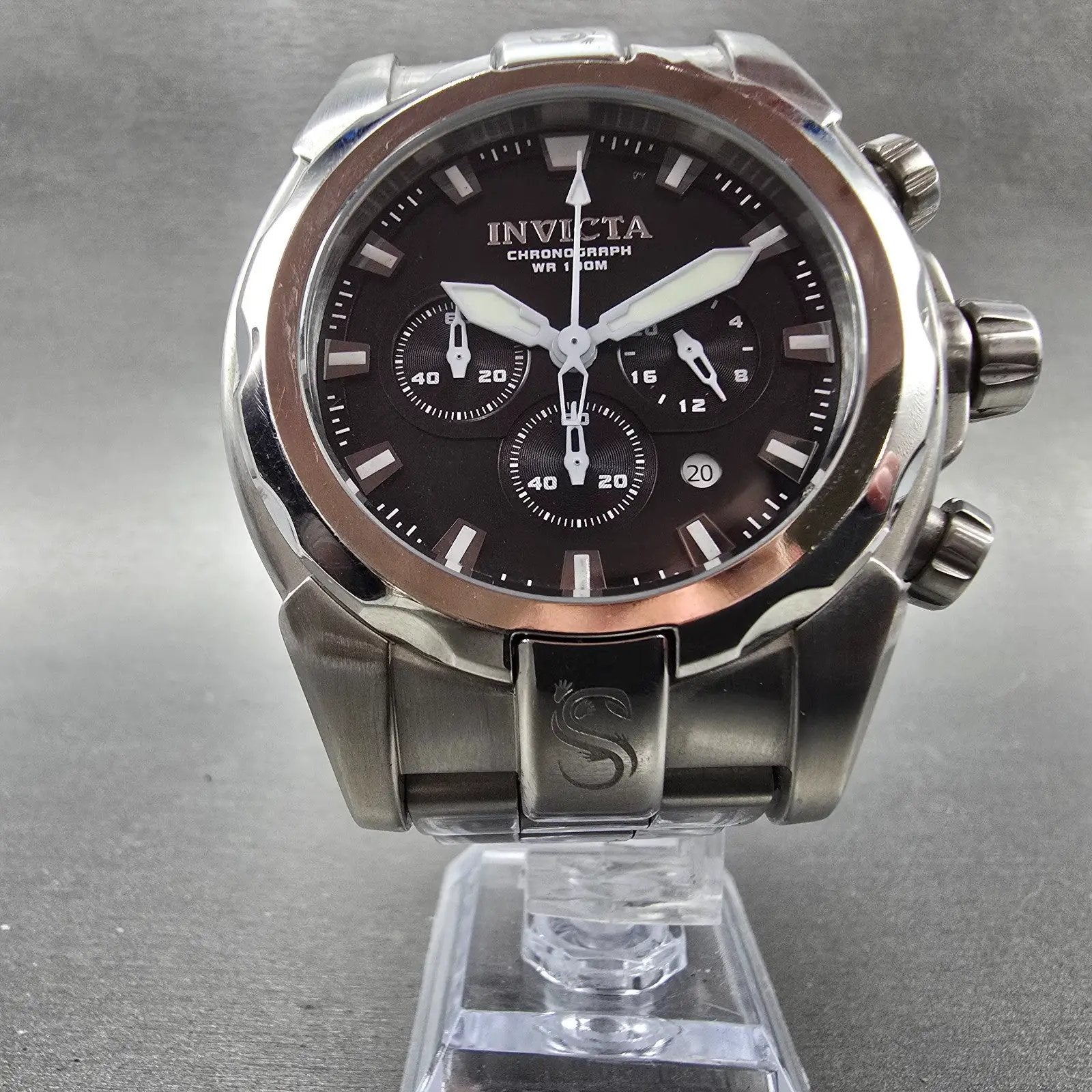 Invicta Speedway Chronograph Watch Men 49mm Black Dial Silver Tone 1335 New Bat5