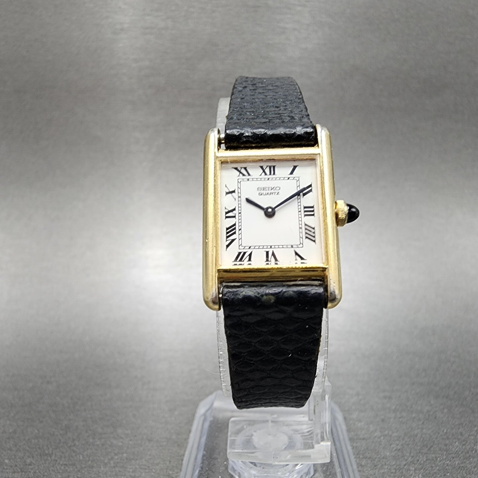 Seiko Tank Watch Women 18mm White Dial Gold Tone Rectangle 14005039 New battery5