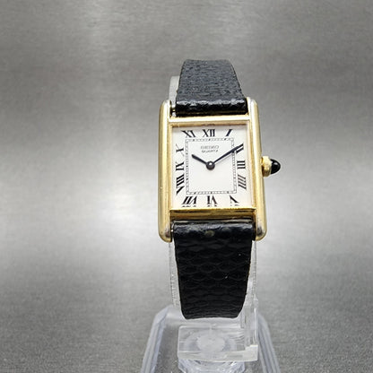 Seiko Tank Watch Women 18mm White Dial Gold Tone Rectangle 14005039 New battery5