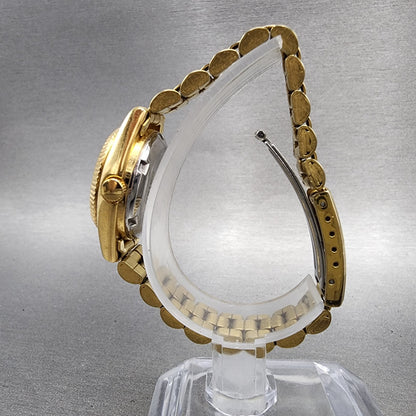 Seiko 5 Automatic Watch Women 24mm Champagne Dial Gold Tone Daydate Runs6