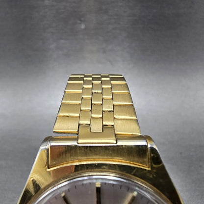 Citizen Seven Watch Men 35mm Silver Dial Gold Tone Date Round 4-068815 PARTS5