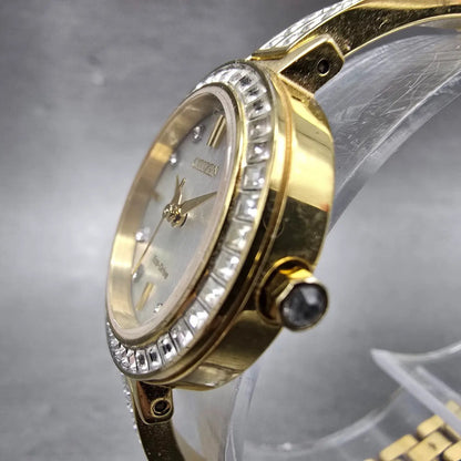Citizen Eco-Drive Watch Women 25mm MOP Dial Gold Tone Round E031-S122694 Runs NQ2