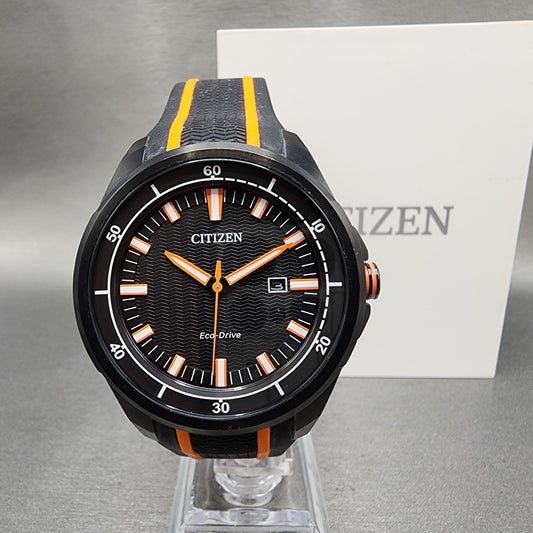 Citizen EcoDrive Watch Men 45mm Black Dial Black Tone Date J810S119090 Runs0