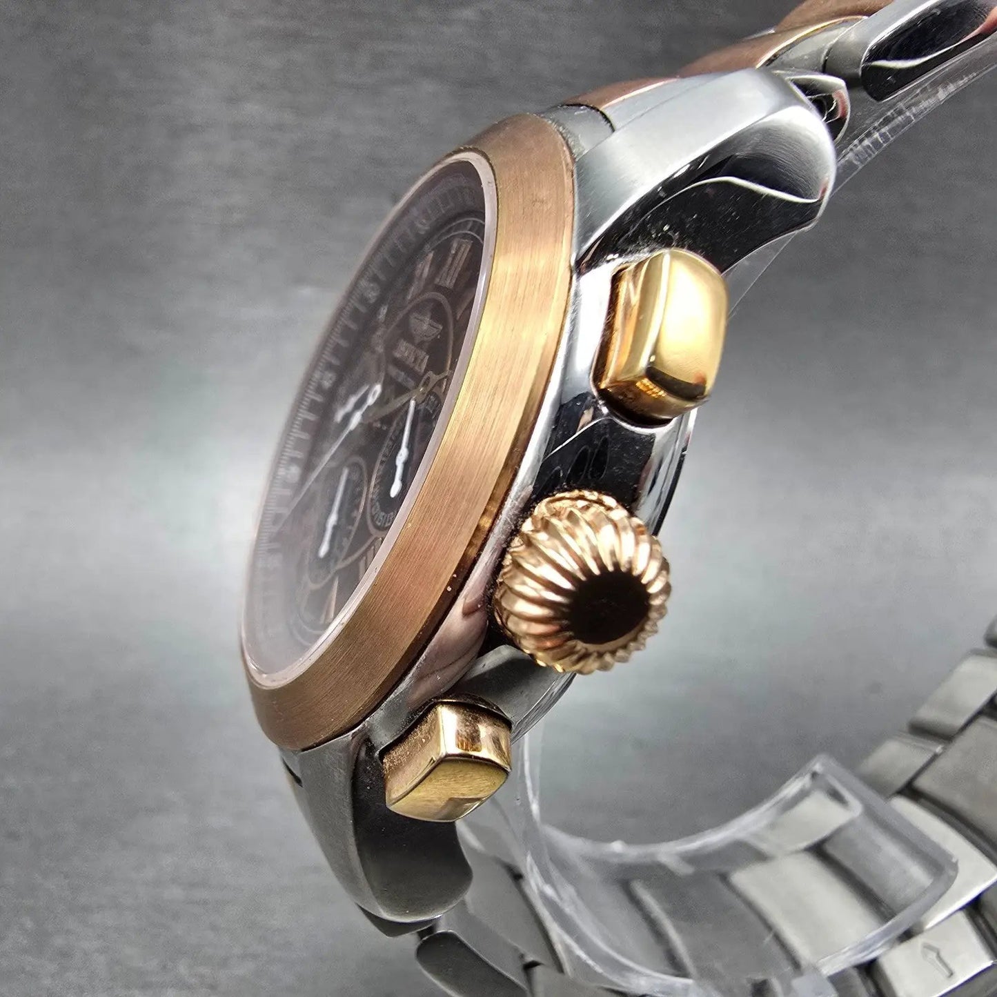 Invicta Watch Men 44mm Brown Dial Two Tone Daydate Round 4060 New Battery2