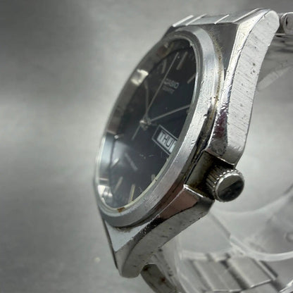 Casio Watch Men 35mm Black Dial Silver Tone Daydate MTP-1240DJ New Battery NGT2
