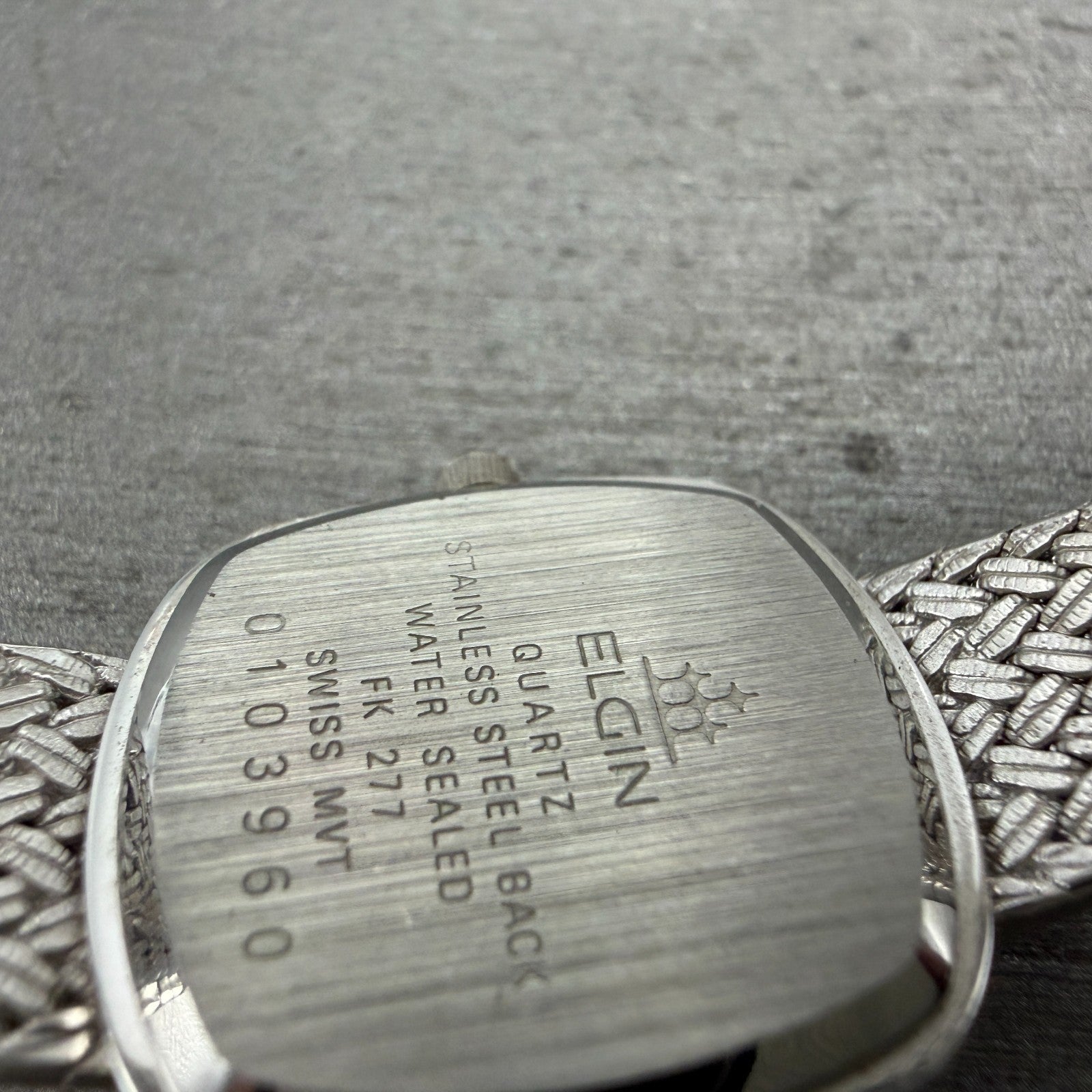Elgin Watch Women 21mm Silver Dial Silver Tone Rectangle FK277 New Battery VTG9