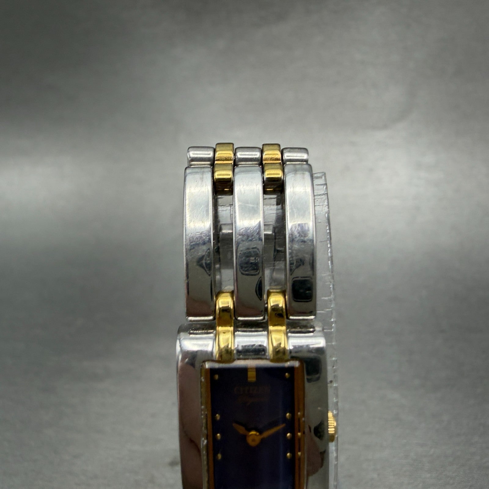 Citizen Elegance Tank Watch Women 14mm Blue Dial Two Tone 5421-H24148 New Batt 54