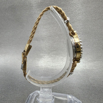 Armitron Deauvillw Watch Women 14mm Cream Dial Gold Tone Diamond Bezel READ PART8