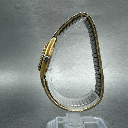 Seiko SQ Watch Women 24mm Gold Dial Gold Tone Daydate 3Y03-0169 New Battery VTG96
