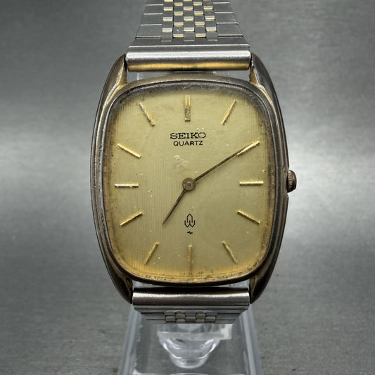 Seiko Tank Watch Men 29mm Champagne Dial Two Tone Rectangle 26205360 PARTS0