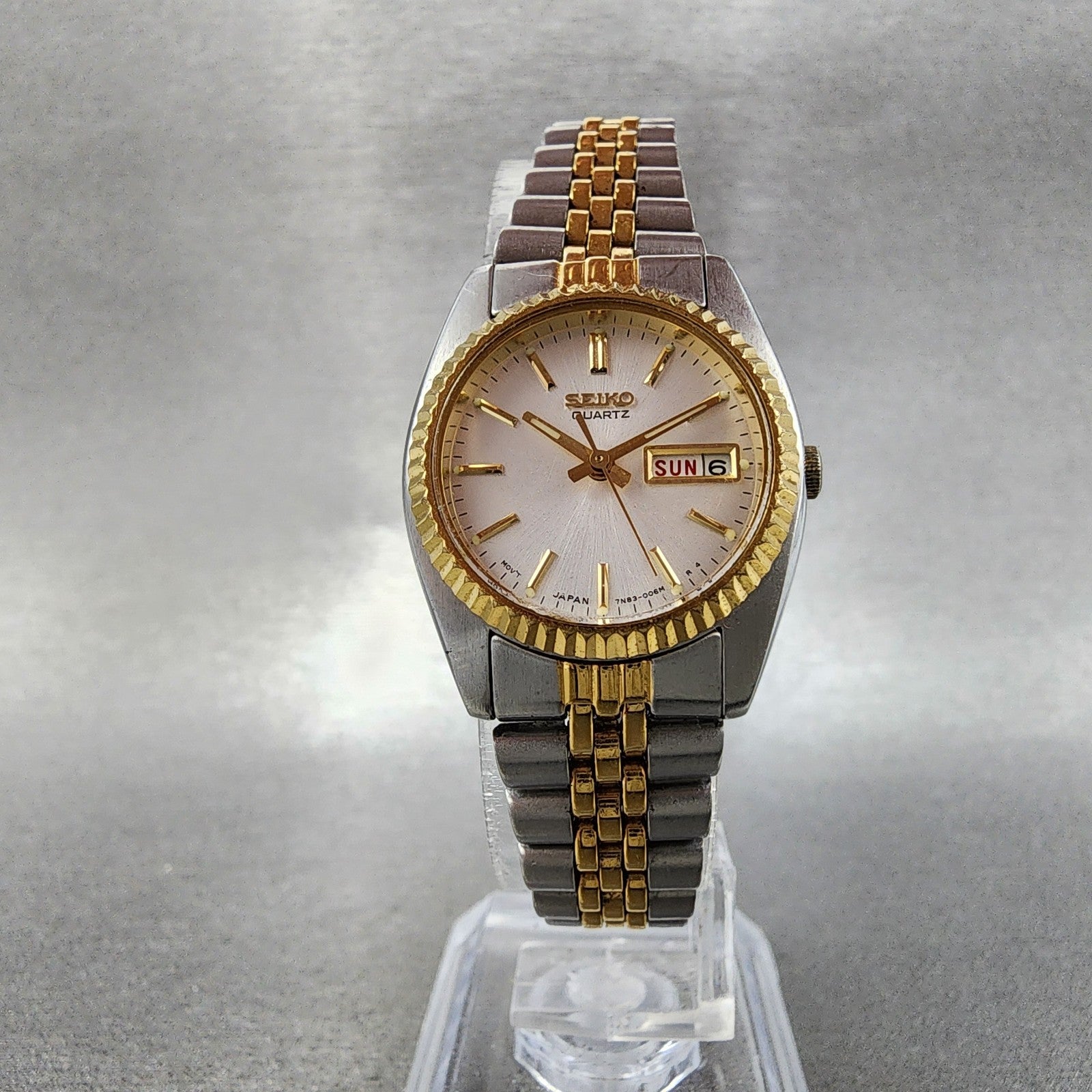 Seiko Watch Women 24mm Silver Dial Two Tone Daydate 7n830041 New Battery5