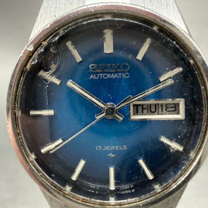 Seiko Automatic Watch Women 25mm Blue Dial Silver Tone Daydate 2206-0720 Runs1