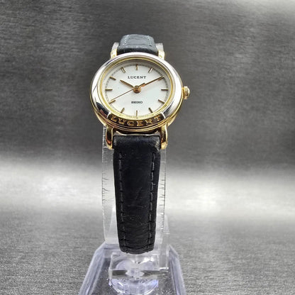 Seiko Lucent Watch Women 22mm White Dial Gold Tone Round 4N21-036A New Battery5